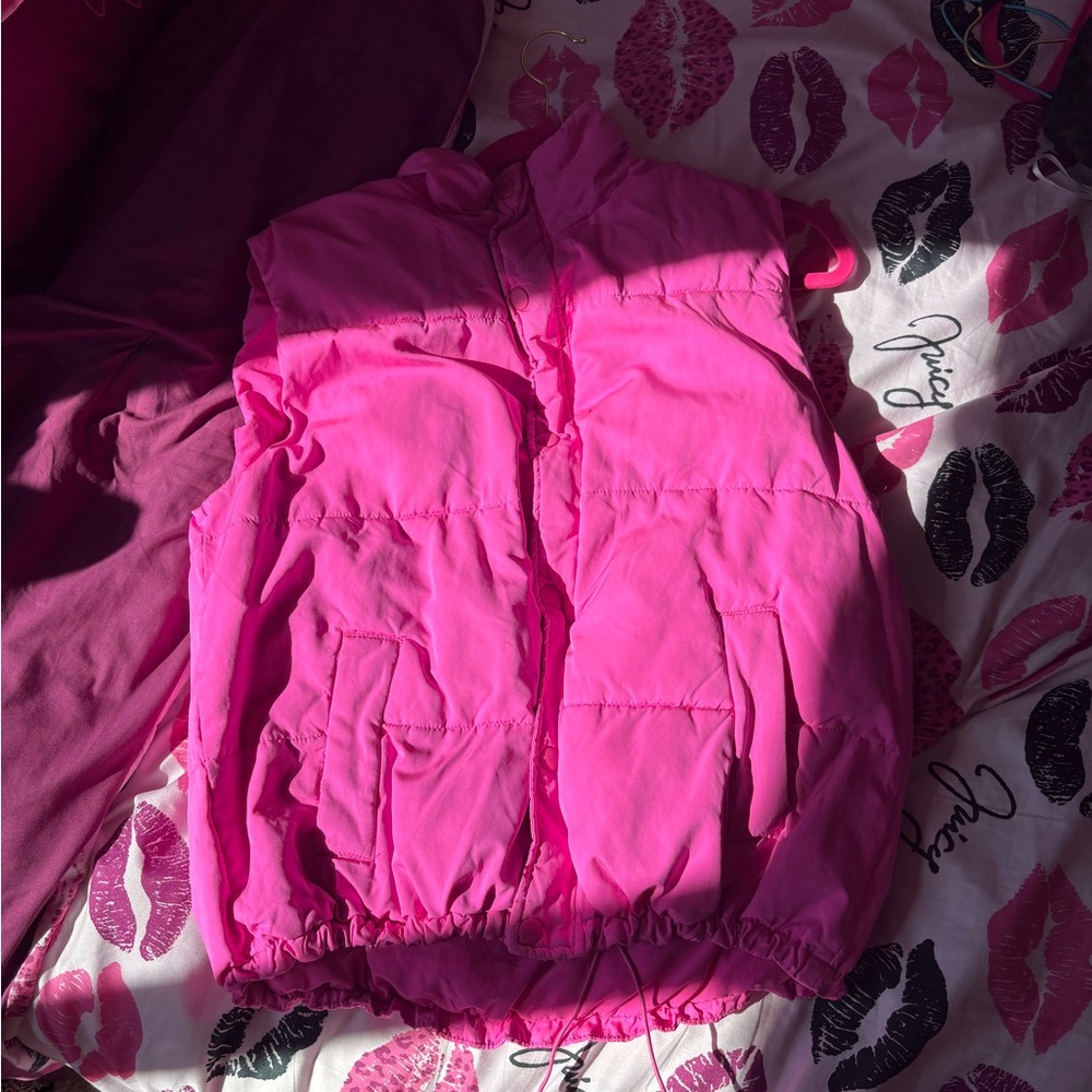Bright Hot Pink Puffer Vest